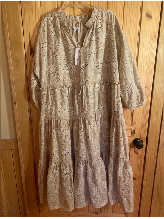 Chico's Dresses & Skirts - Chico's Beige Eyelet Maxi Dress